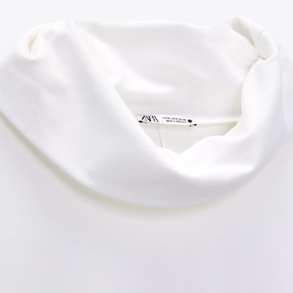 ZARA WHITE COWL NECK STRETCH DRAPED COLLAR BLOUSE - Picture 5 of 7